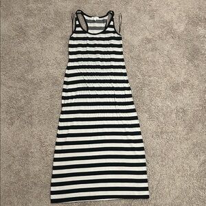 Ambiance Black and White Striped Maxi Dress